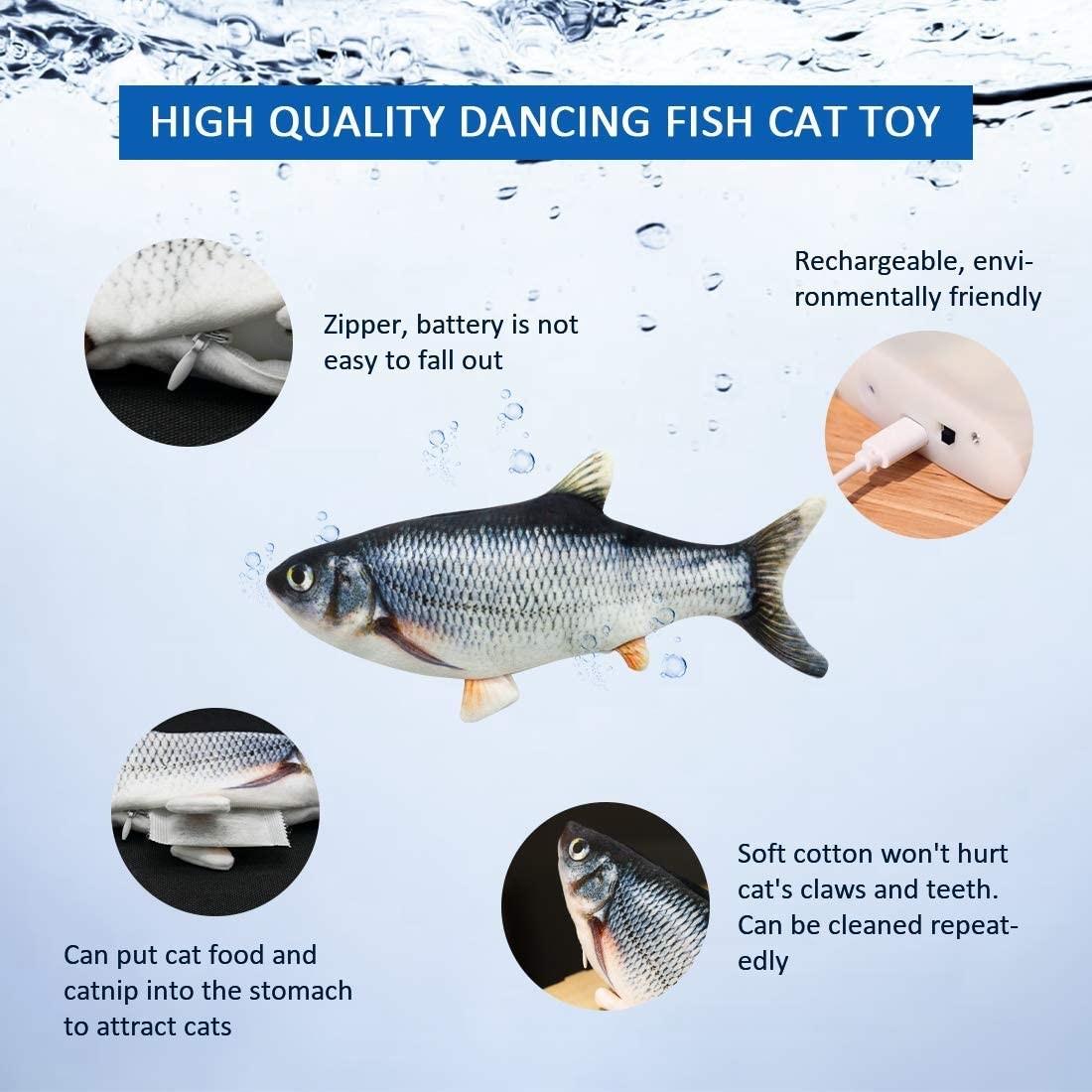 Amazon Fishing Rod Remote Control Electric Fish Teasing Cat Simulation Fish Jumping Fish Jumping Cat Toy Fishing Toy