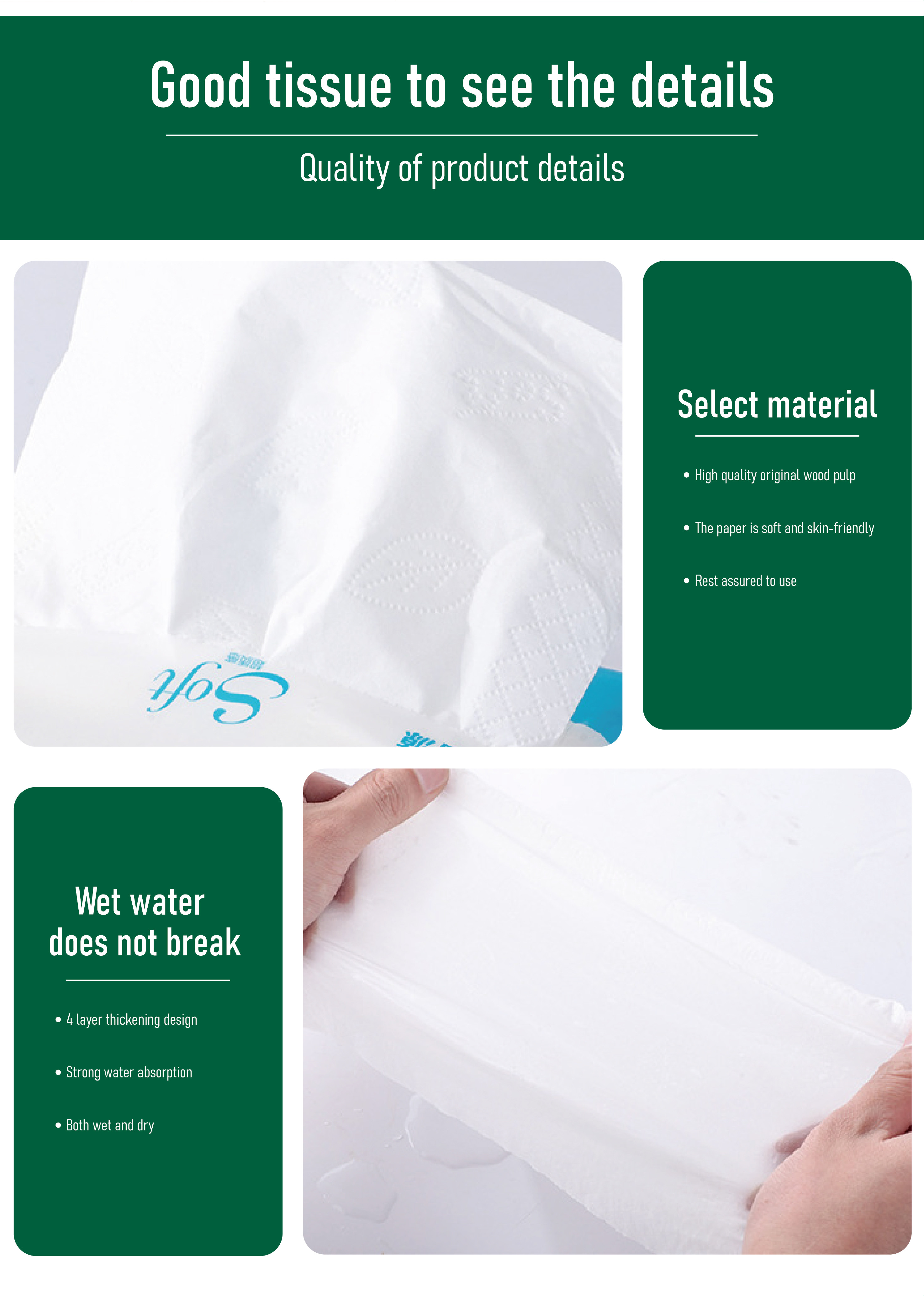 High Quality Soft 2 Ply 50 Sheets Cylinder Round Virgin Paper Box Car Facial Tissue