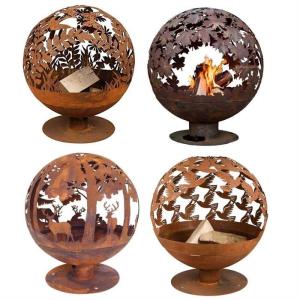 Wholesale Sphere Rustic Floral Style Corten Steel Fire Globe Fireplace For Portable Heater from china suppliers