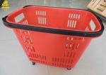 33L Shopping Basket With Wheels And Handle PU Wheels Red Colour Can Custom Logo