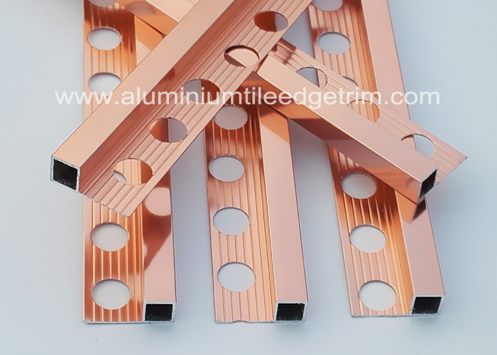 polished rose gold 10mm metal square edge tile trim