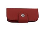 Red Soft Leather Eyeglass Case Custom Logo 158x82x40mm