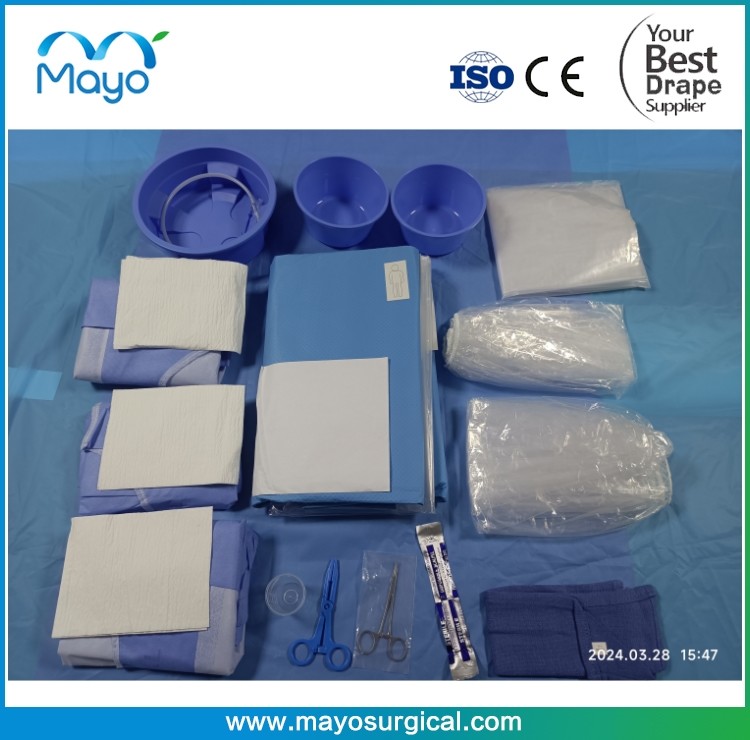 Radial Angiography Drape Kits with Femoral Angio Drape Clear Windows Dual Apertures