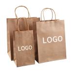 Custom Printed Logo White Brown Gift Shopping Kraft Paper Bag With Twisted