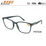 New arrival and hot sale plastic reading glasses,metal decoration on the temple