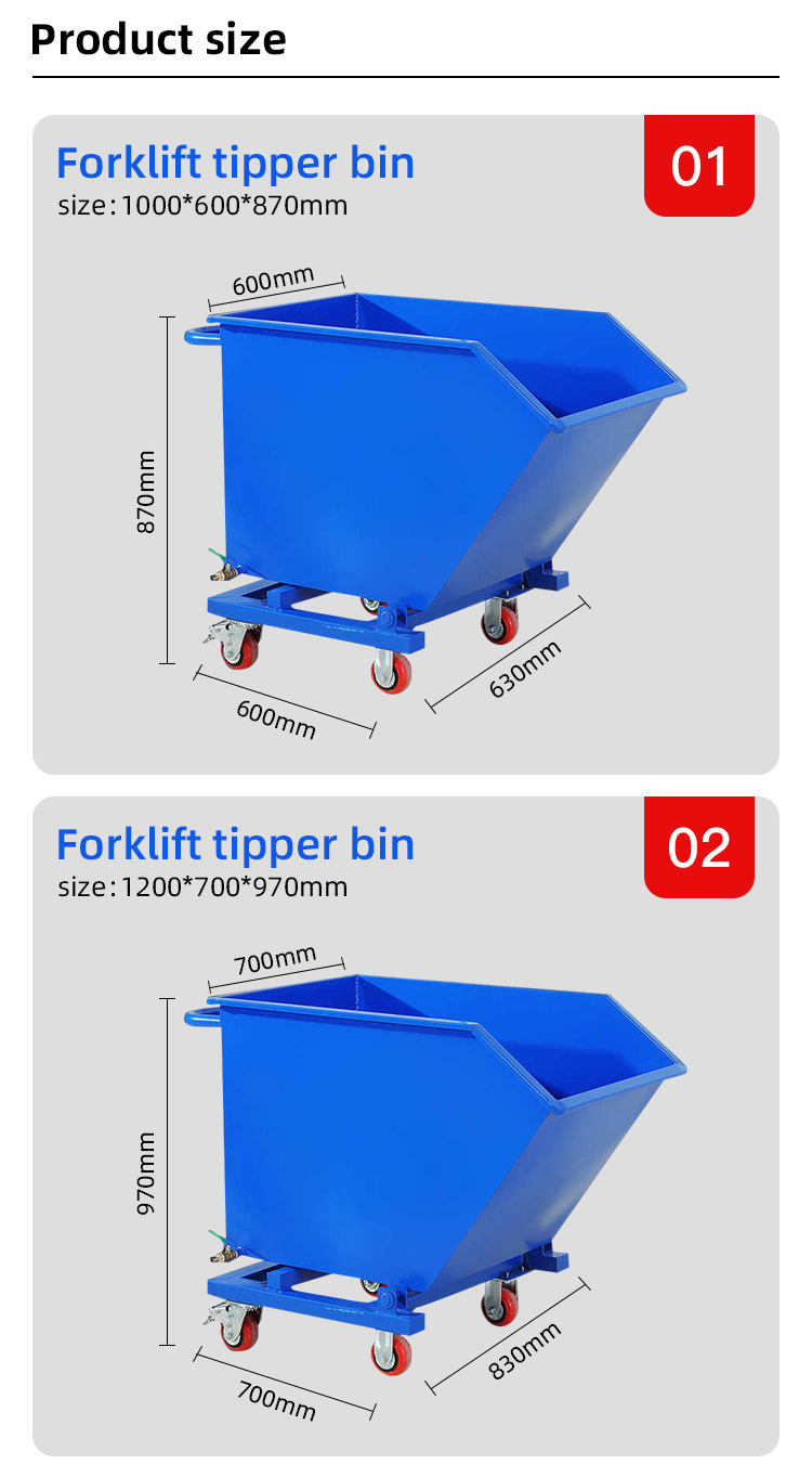 Highly Efficient Steel Metal Self Tipping Bin Automatic Dumping Trash Can