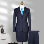 V-neck Collar Blazer Skirt Women Suit Set for Office Pencil Skirt 2 Pieces