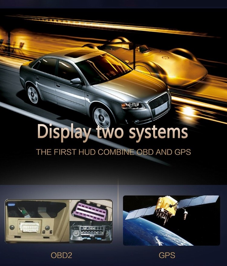 Ouchuangbo S7 HUD Head Up Display Combing OBD and GPS Two Systems Engine Fault Alarm Dynamic Speed Over Warning