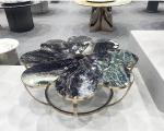 Nordic Flower Shape Hotel Lobby Furniture Metal Leisure Marble Tea Table