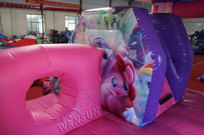 Ponies Theme Inflatable Bounce House With Slide WSC-265 PVC Material