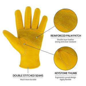 Wholesale 100% Genuine Cowhide Pasted Cuff Driver Split Leather Work Gloves Anti Smash from china suppliers