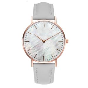 Wholesale Colorful MOP Dial Leather Strap Quartz Watch Womens Ultra Thin Design Case from china suppliers