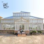 Wrought Iron Glass Sun Room Outdoor White Sturdy Movable Greenhouse Large