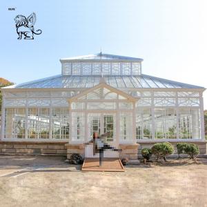 Wholesale Wrought Iron Glass Sun Room Outdoor White Sturdy Movable Greenhouse Large Customized from china suppliers