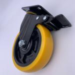 4 Inch PU Caster With Brake Orange Polyurethane Tread Caster Wheels