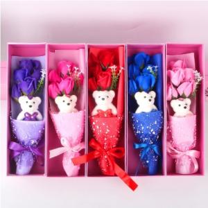 Wholesale Gift Box 5 Soap Rose Bouquet Bear Gift Promotion Valentine's Day Gift from china suppliers