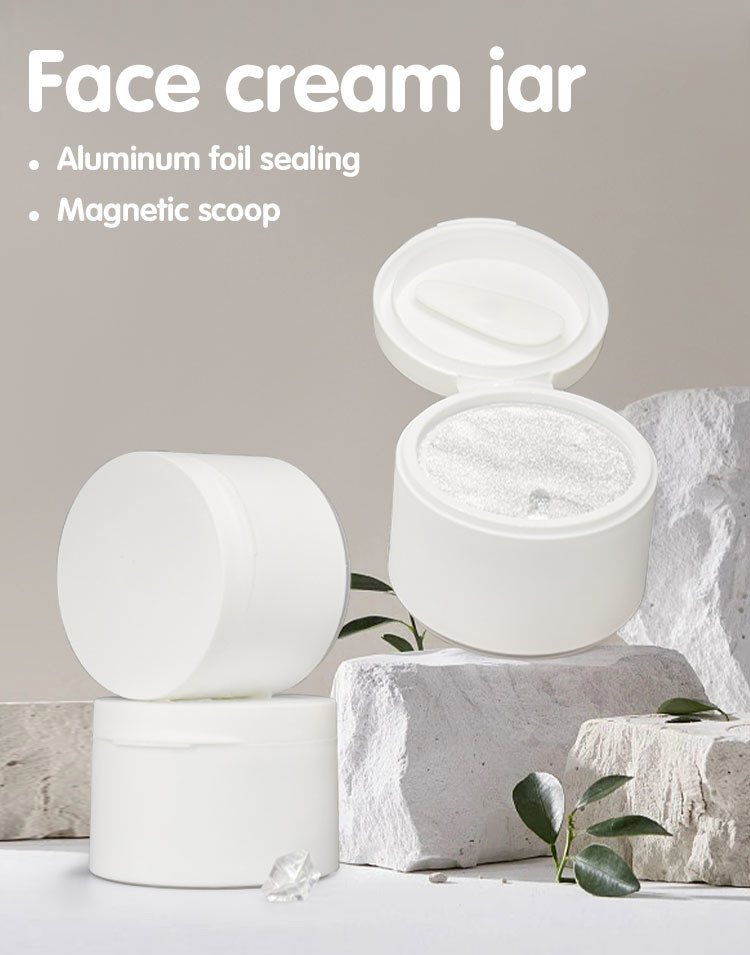 100g PP Plastic Cream Jar With Flip Top Cap And Aluminium Foil Magnet Scoop In