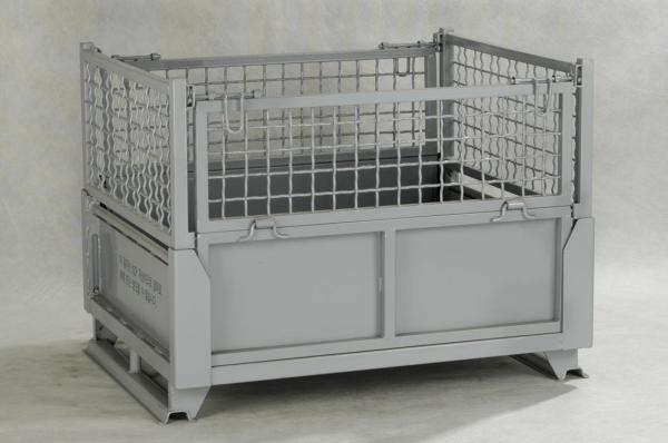IBC Metal Cage Warehouse Metal Storage Bins With Gray Painted Foldable Metal