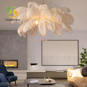 Wholesale Nordic Creative Luxury Ostrich Feather Bird Pendant Light Modern Simple Bedroom Chandelier from china suppliers