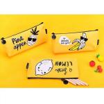 Cartoon Kids Student Pencil Pouches Polyester , Zipper Pencil Case Bag Yellow