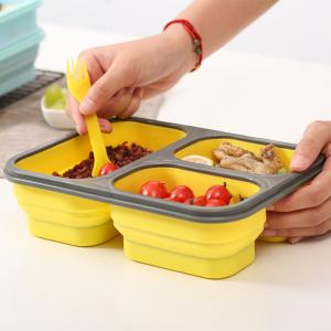 Wholesale Rectangular Silicone Snack Box , Durable Collapsible Food Storage Container from china suppliers