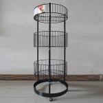 Metal Black Cylinder 497mm Dia Grocery Display Rack 1080mm Hight