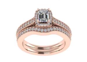 Wholesale 0.8ct 14K Solid Gold Jewellery , rose gold engagement ring set RA5.6×4.5MM from china suppliers