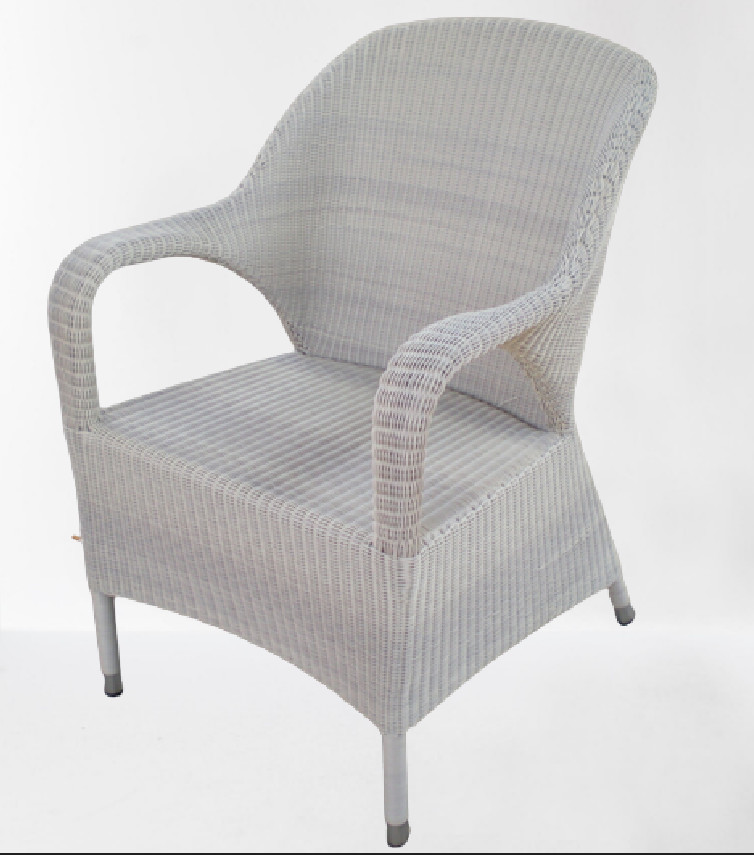 Garden hotel outdoor dining chair luxury white rattan outdoor chair plastic armrest wicker patio chair---YA5684