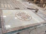 Parquet, natural stone parquet, engineered stone water jet medallion