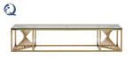Gold Silver OEM Stainless Steel TV Stand With 12mm Tempered Glass