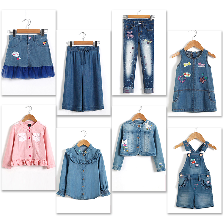 Adjustable Waist Size Kids Denim Clothes Wide Leg Shorts For Girls