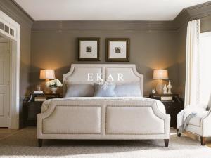 Wholesale Upholstery Headboard King Size Fabric Wooden Bed from china suppliers
