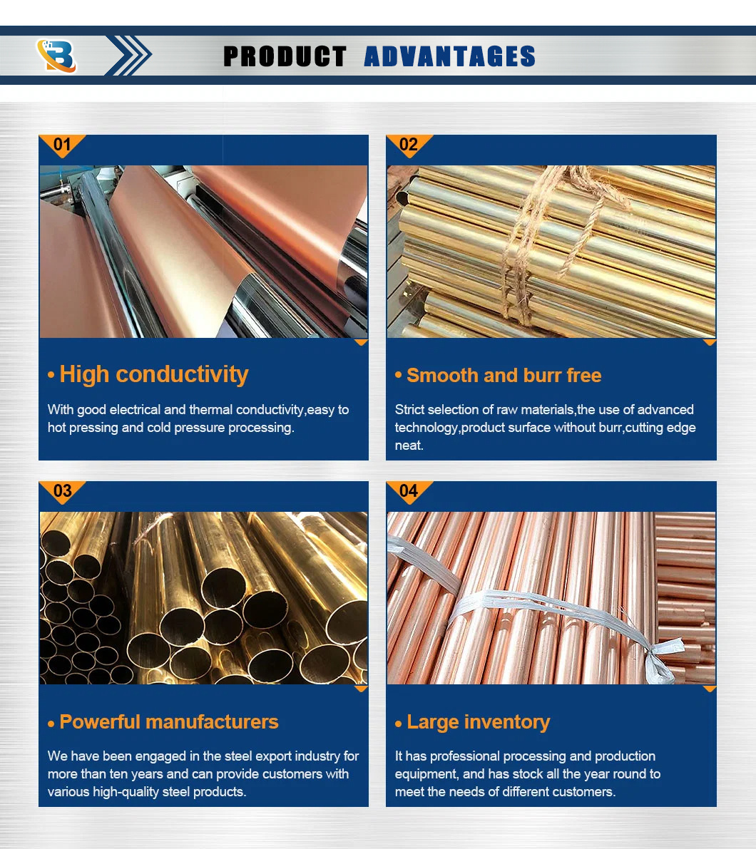 Supplier Copper Pipe Brass Tube Precise Hollow Copper 5mm 6mm 8m C43400 Mirror Polished Brass Pipe