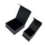 Black Clamshell Magnetic Closure Jewelry Box Custom Size Cardboard Wallet Boxes