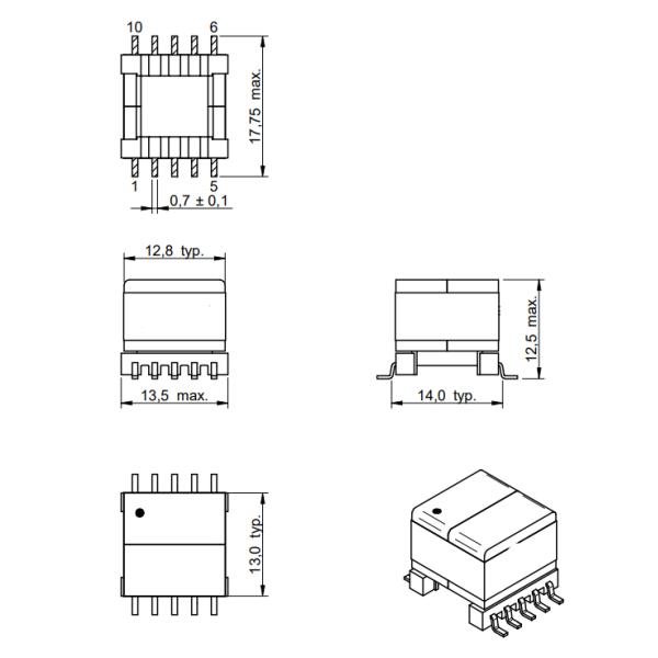 EP13 Power Over Ethernet Transformer For Powered Devices 7491199312