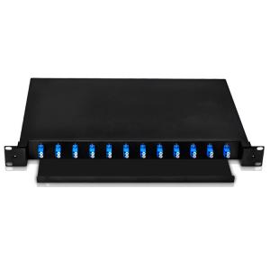 China 19'' 1U Fiber Optic Accessories 12 Port Fiber  Patch Panel 24 Core on sale