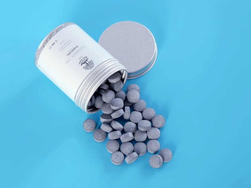 Chewable Plastic Free Toothpaste Tablets Activated Charcoal Vegan Tablets