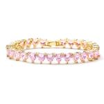 18k Gold Plated Full Diamond Bracelet 925 Sterling Silver Pink White Heart