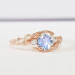 925 Sterling Silver CZ Jewelry Dainty Rings Natural Faceted Blue Moonstone Ring