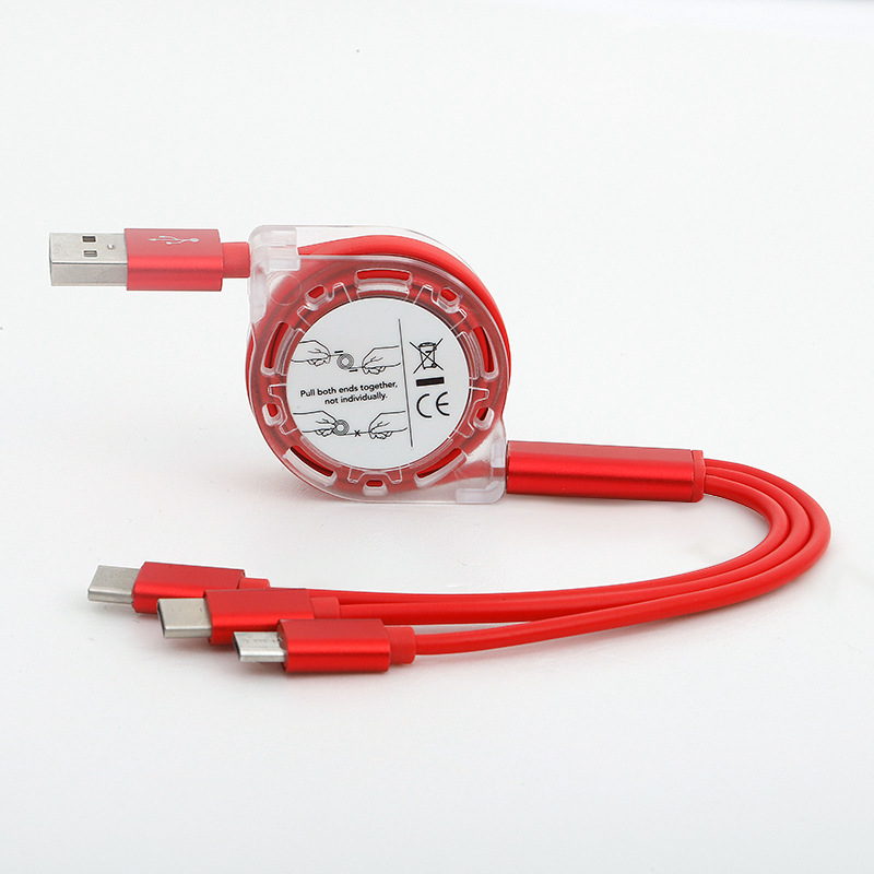 3 in 1 Retractable USB Cable For Android Moiblephone Connector For Iphone Aluminum Alloy