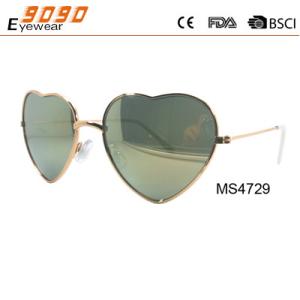 Wholesale Women's fashionable sunglasses with heart metal frame, UV 400 Protection Lens from china suppliers