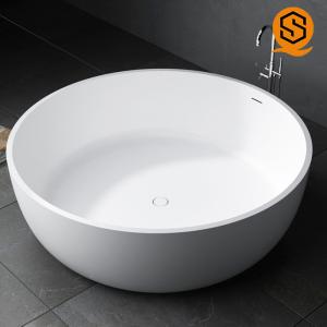 Wholesale Hotel, villa, apartment project furniture matte white large round standing artificial stone bathtub from china suppliers