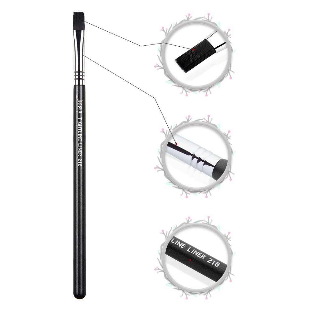 Flat Edge Firm Tightline Eyeliner Brush Antimicrobial Synthetic Hair