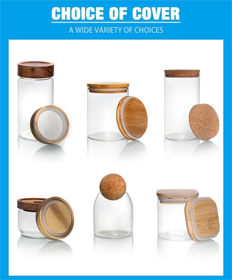 High Borosilicate Glass Jars 300ml Kitchen Canisters With Pantry Cork Lid