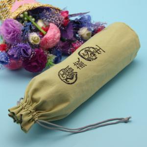 Wholesale Recyclable Coloured Drawstring Bags , 10cm X 28cm High Canvas Bottle Bag from china suppliers