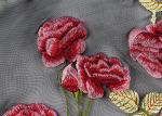 Colorful Embroidered Lace Fabrics , Multi Color Floral Blossom Lace Mesh Fabrics