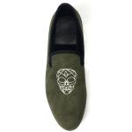 Masonic Light Green Prince Albert Mens Velvet Loafers Slippers All Seasons Use