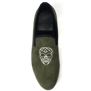 Wholesale Leisure Light Green Mens Velvet Loafers / Mens Prince Albert Slippers from china suppliers