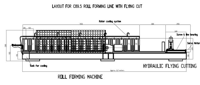 Heavy Gauge Purlin Roll Forming Machine 2mm-4mm Thickness With Flying Cut