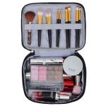 Women PU Leather Travel Cosmetic Bags With Brush Holder